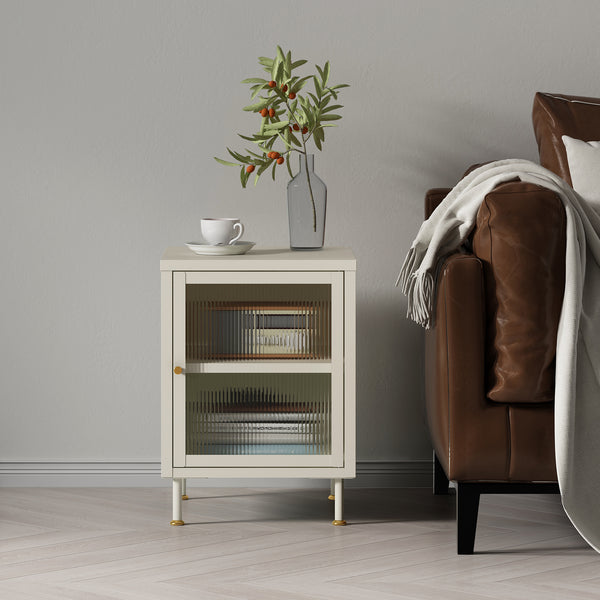 Sidobord Lindau 56x40x40 cm stål creme [en.casa] 