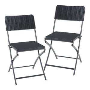 Klappstol Mark set om 2 rottingkänsla 87x46x53 cm [en.casa]