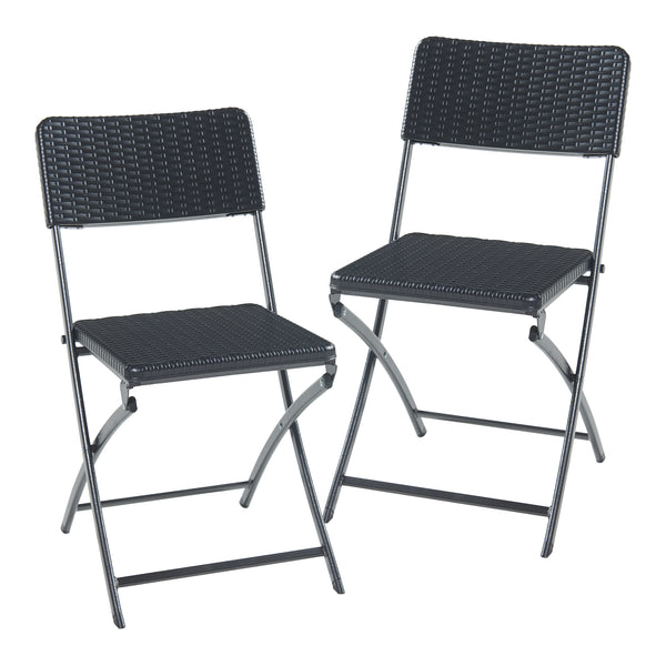 Klappstol Mark set om 2 rottingkänsla 87x46x53 cm [en.casa]