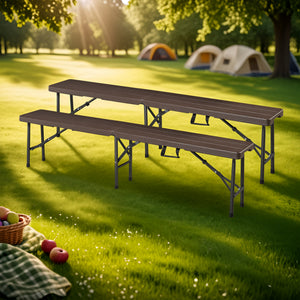 Hopfällbar bänk Lillestrøm 180x25x43 cm trämönster [en.casa]