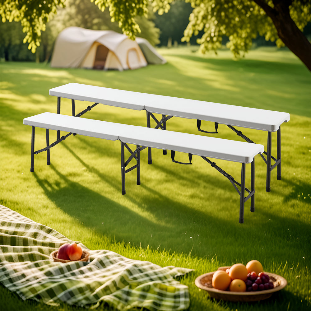 Hopfällbar bänk Ljusnarsberg 180x25x43 cm vit [en.casa]