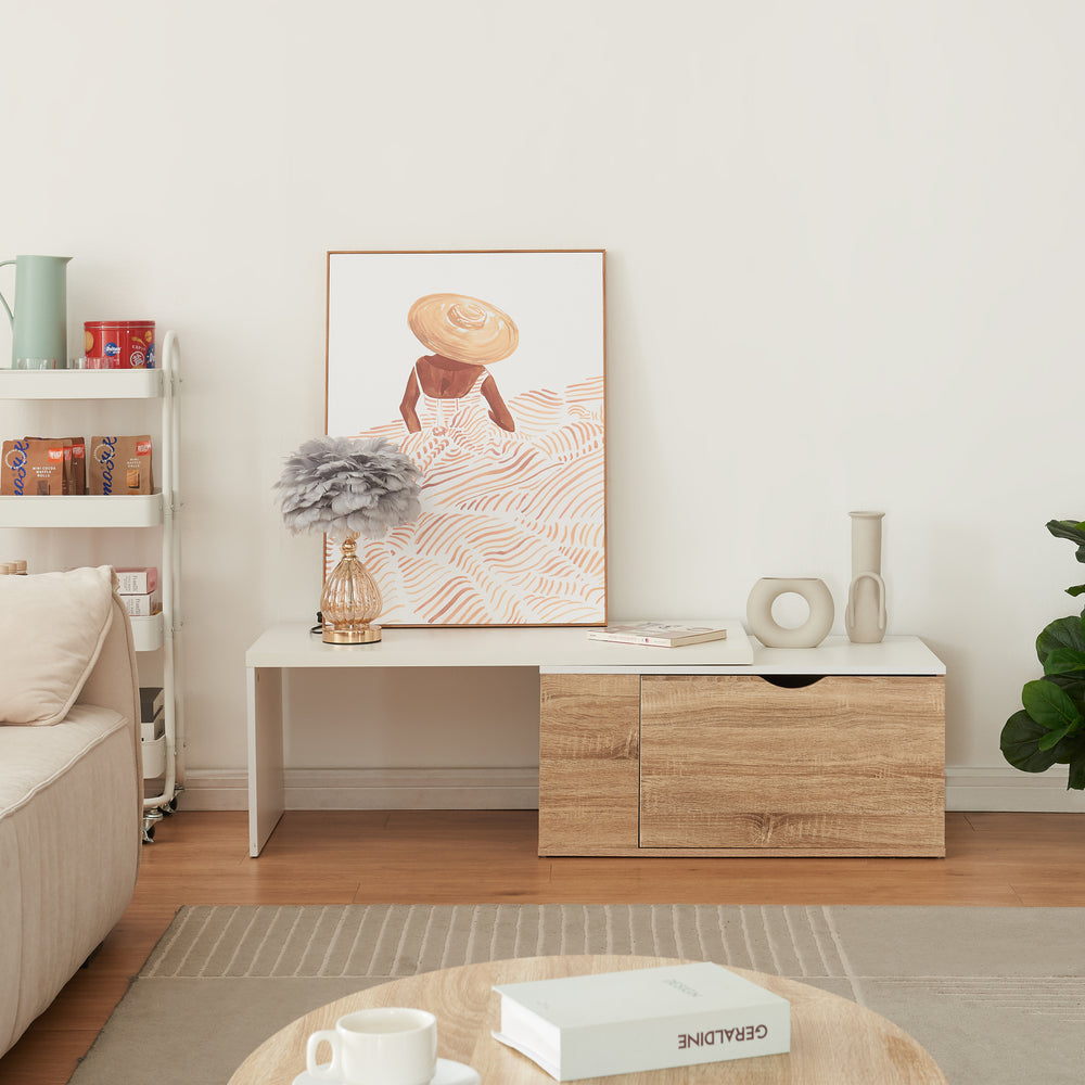 Satsbord Österåker 100x47,5x40 cm trälook/vit [en.casa] - premiumXL