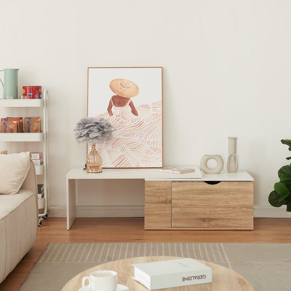 Sidobord Österåker 100x47,5x40 cm Träutseende/Vit [en.casa]