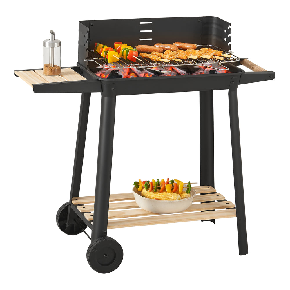 Ari grillvagn 78x86x30cm svart/trä [casa.pro]