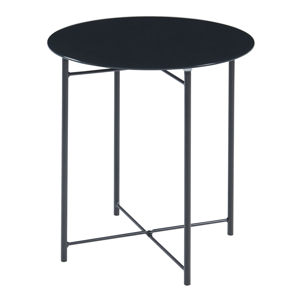 Satsbord Ödeshög med glasskiva 45xØ42cm Svart [en.casa] - premiumXL