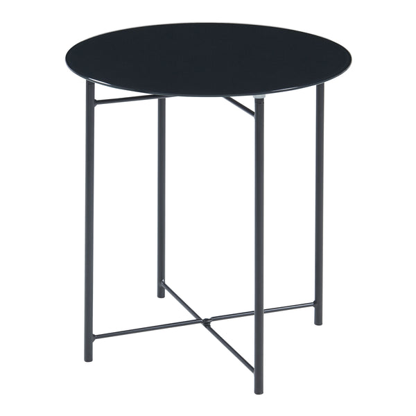 Sidobord Ödeshög med glasskiva 45xØ42cm Svart [en.casa]