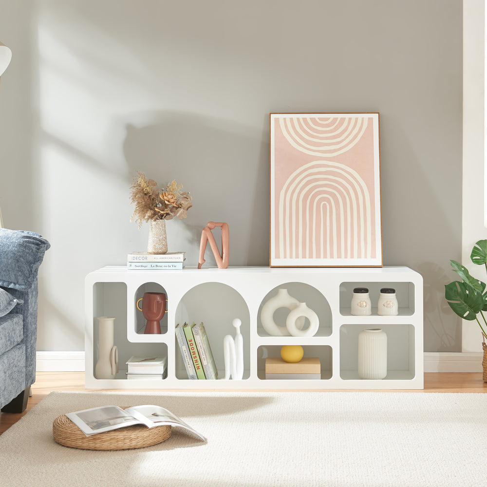 TV-bord Vågå 140x40x48 cm Vit [en.casa] - premiumXL