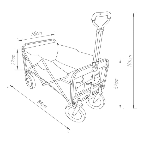 Bollerwagen Stenlille 84x55 cm max. 80kg Svart [pro.tec]