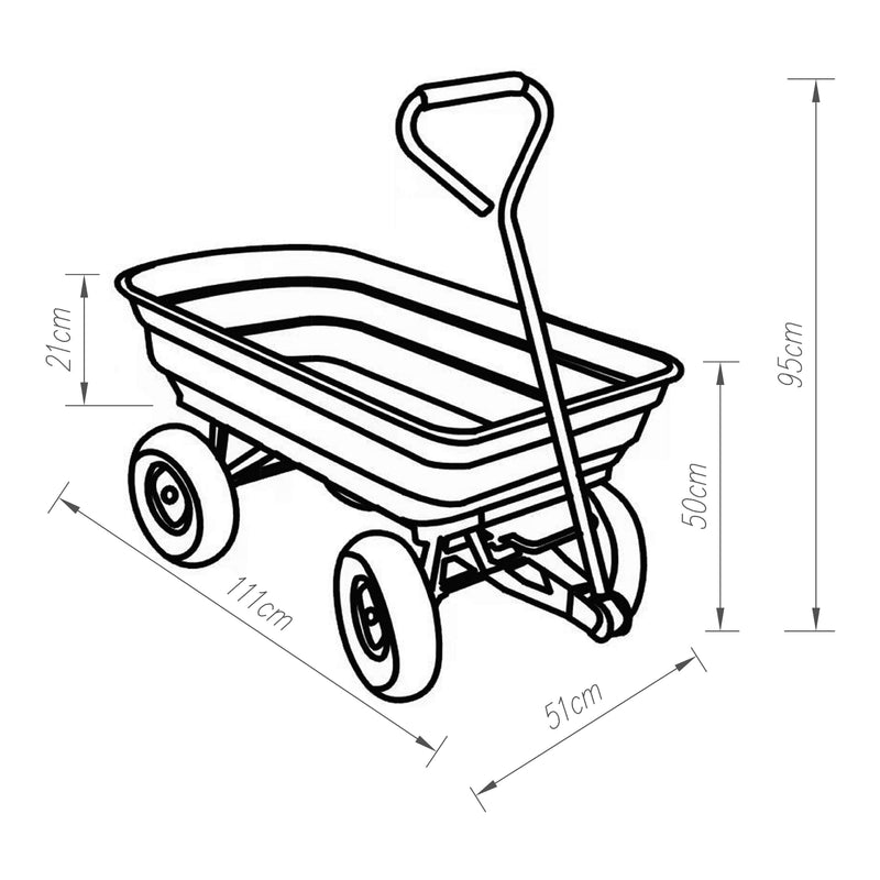 Måttskiss Bollerwagen Corfinio 111x51 cm max. 250kg Grün/Schwarz [pro.tec]