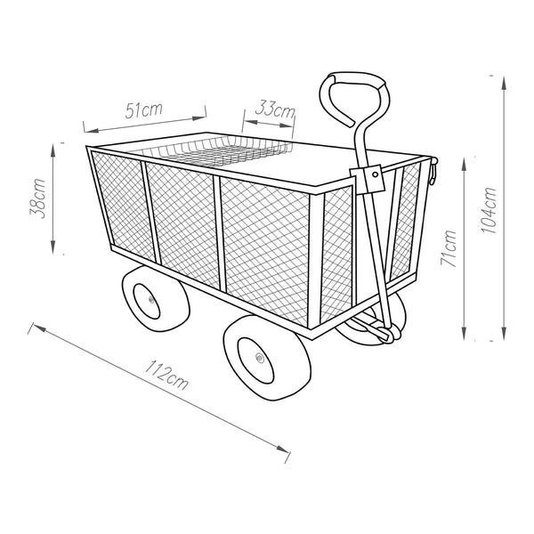 Bollerwagen Corropoli 112x51 cm max. 550kg Svart/Gul [pro.tec]