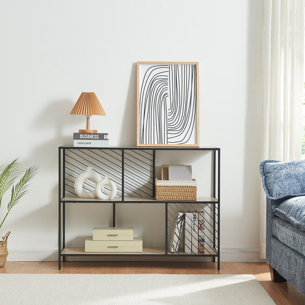 Konsolbord Övertorneå 100x30x75 cm Svart/Ek [en.casa]