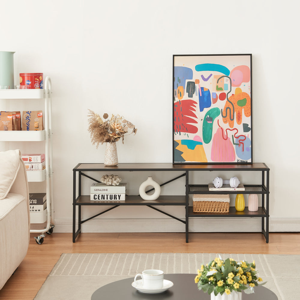 TV-bord Västiarharg 120x30x46 cm Svart/Valnötsutseende [en.casa] - premiumXL