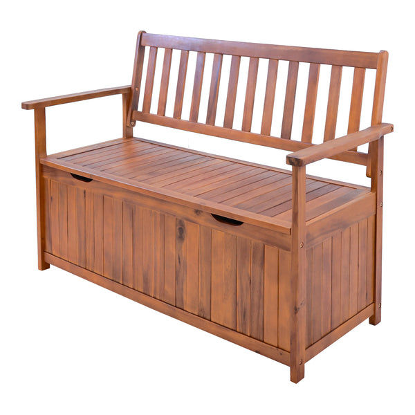Trädgårdsbänk Avezzano med förvaringsfack 130x60x88cm Akacia FSC®-certifierad [en.casa]