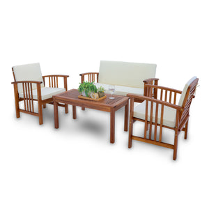 Trädgårdsset Brissogne akacia beige [en.casa]