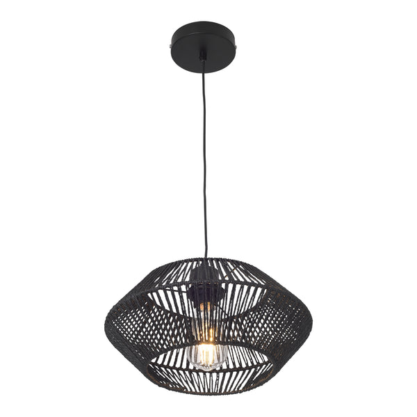 Taklampa Amersham Metall+Rattan Svart [lux.pro]