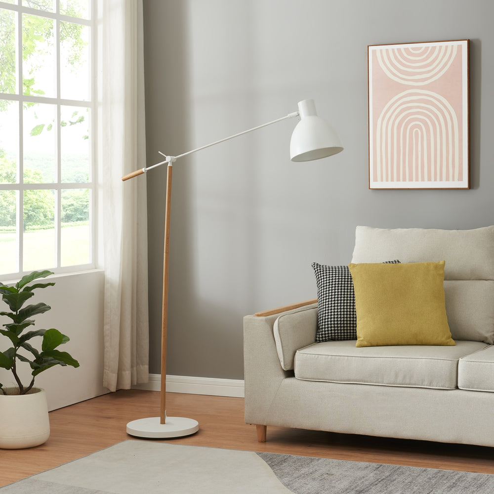 Golvlampa Banchory Metall 163 cm trälook/vit [lux.pro] - premiumXL