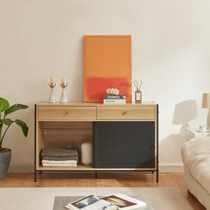 TV-bänk Tysnes 120x40x75 cm Ek/Svart [en.casa]