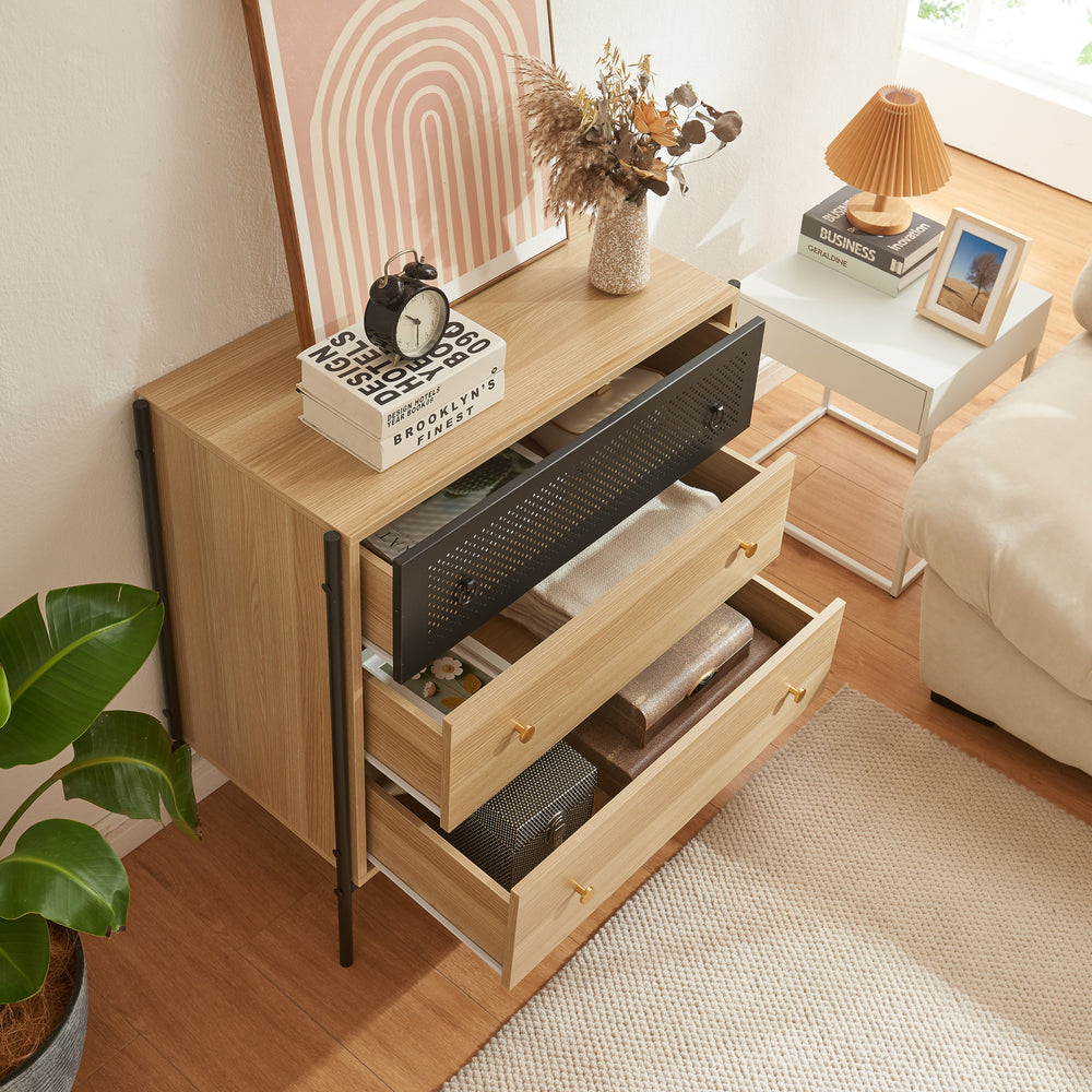 Byrå Tysnes med 3 lådor 80x80x40 cm ek/svart [en.casa] - premiumXL