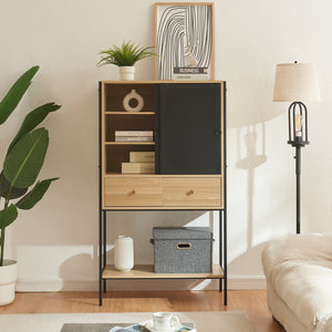 Sidobord Tysnes 140x80x40 cm Svart/Ek [en.casa]