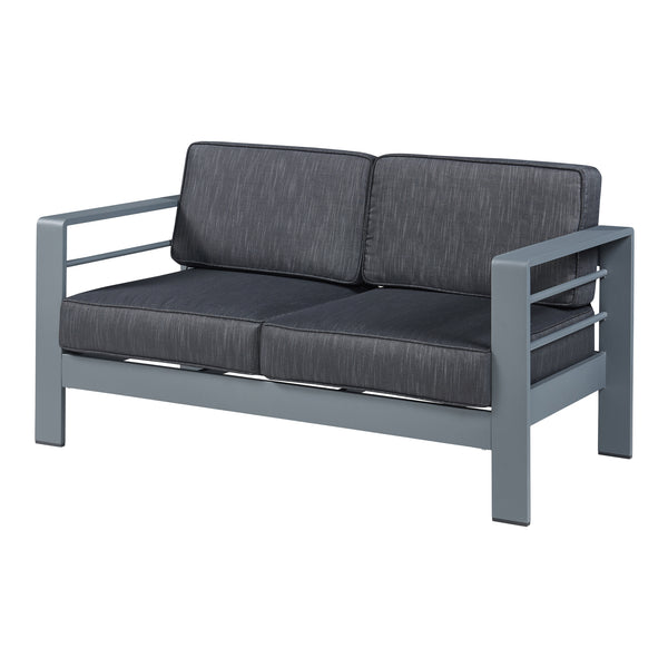 Trädgårdssoffa Avise med dynor 144x70x62 cm grå [casa.pro] 