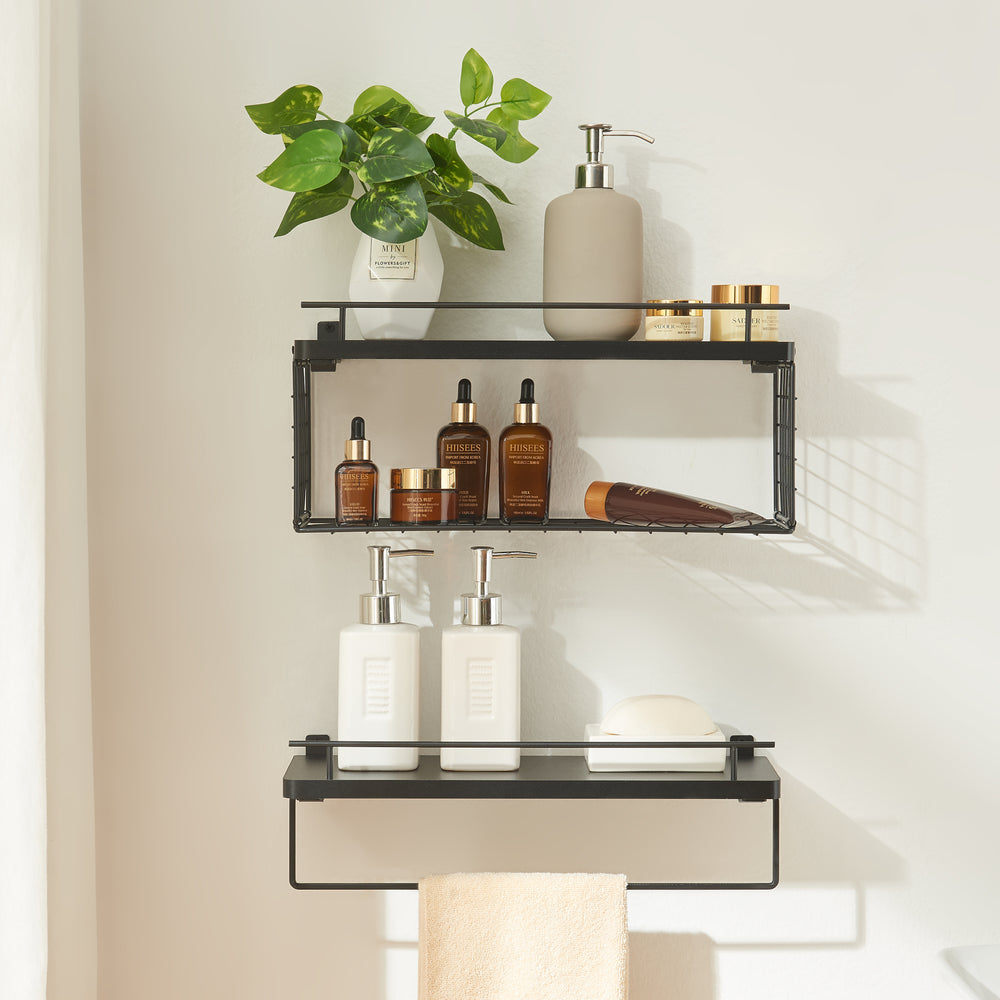 Vägghylla Vik 2-pack Svart [en.casa] - premiumXL