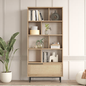 Bokhylla Kvænangen 176x84x30 cm Eklook/Rattanlook [en.casa]