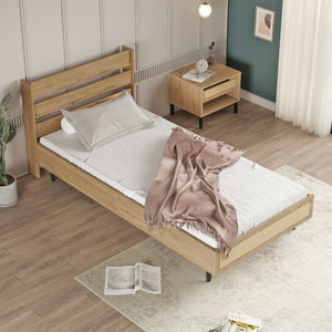 Enkeltsäng Kvænangen 100x200 cm Ek-/Rattan-look [en.casa]