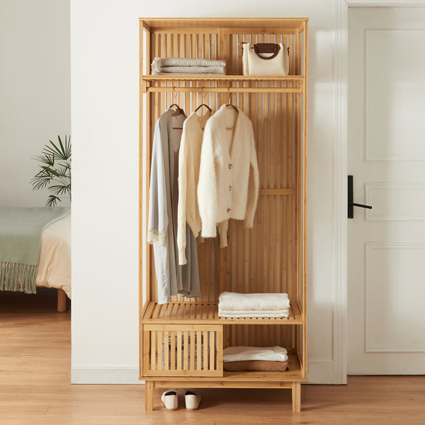 Klädställning Ypäjä 187x80x47 cm bambu [en.casa]