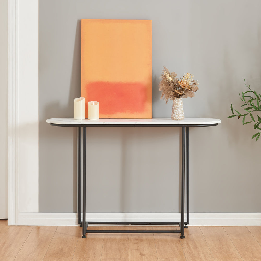 Konsolbord Nordfron 120x40x75 cm marmor, vit [en.casa] - premiumXL