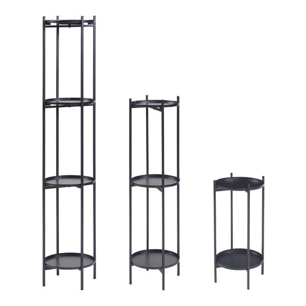 Växtställ Tuusula 3-pack Metall Svart [en.casa]