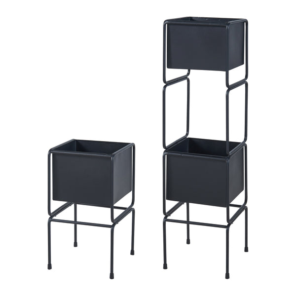 Växtställ Sveio 2-pack Metall Svart [en.casa]