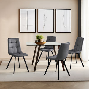 Stol Lexnitz set om 4 mörkgrå sammet 89x44x54 cm [en.casa] 