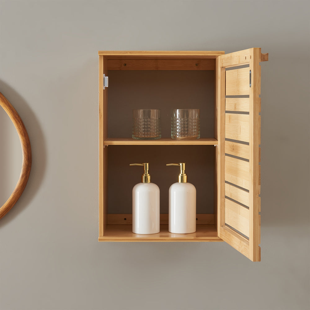 Vägghängd skåp Epind 50x33x20 cm bambu natur [en.casa] - premiumXL