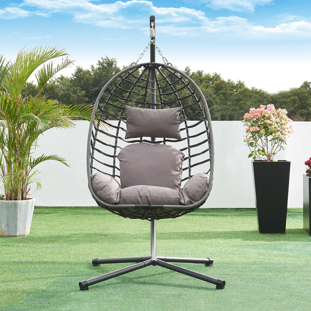 Hängstol Kandsvas med stativ 198x110x95 cm Grå [en.casa] - premiumXL