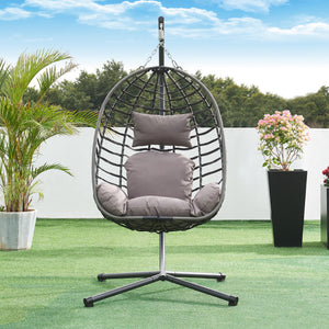 Hängstol Kandsvas med stativ 198x110x95 cm Grå [en.casa]