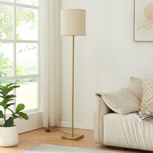 Golvlampa Fildholm 157 cm Mässingsfärgad/linneutseende [lux.pro]