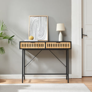 Konsolbord Luniehti 100x40x75 cm Svart/Natur [en.casa]