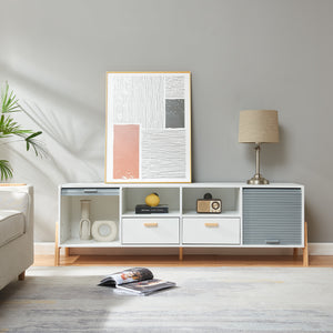 TV-bänk Kvaefjord 160x40x52 cm Vit/Grå [en.casa]