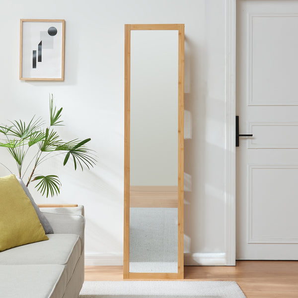 Spegelhylla As 170x40x35 cm Bambus [en.casa]