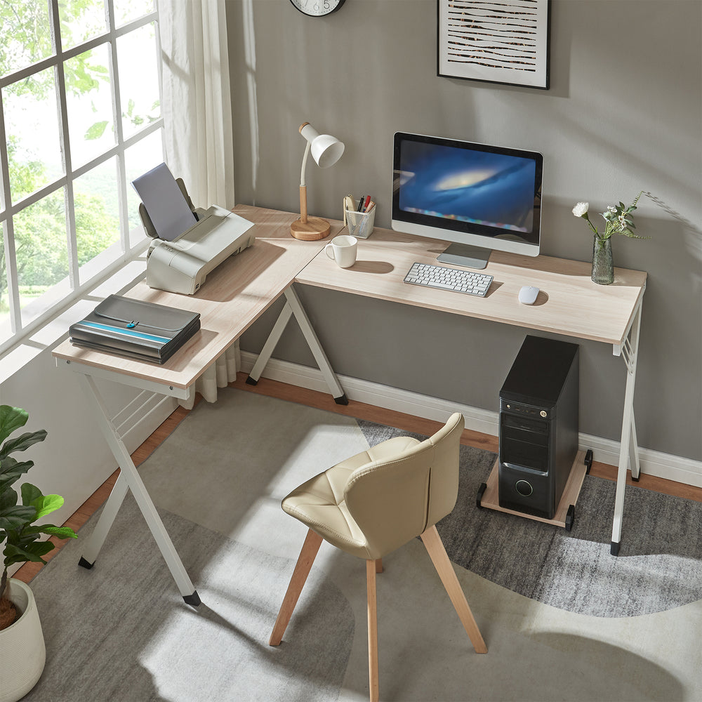 Skrivbord Tarielarg med PC-stativ L-formad 158x120x75 cm eklook [en.casa] - premiumXL