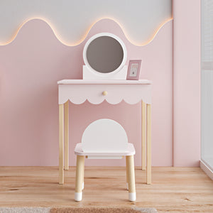 Barnsminkbord med stol Vestnes Cotton Candy/Vit [en.casa]