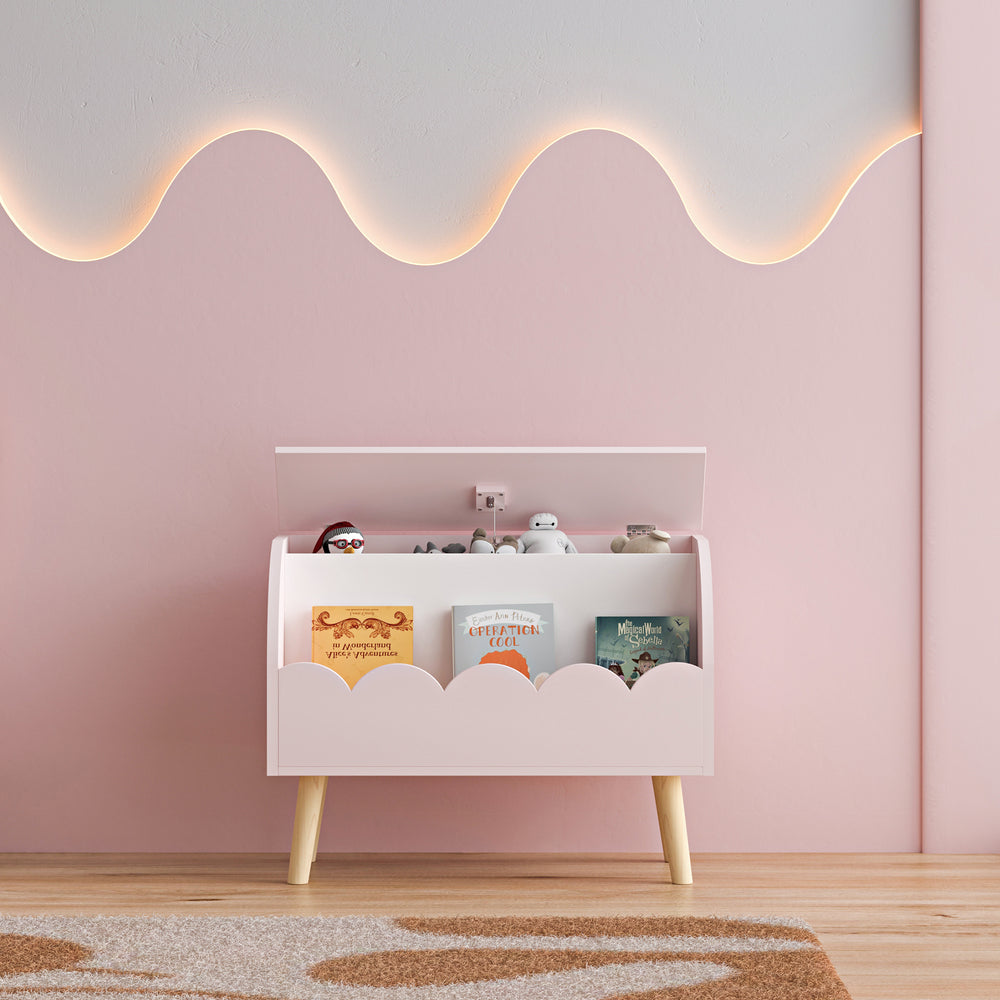 Leksakslåda Vestnes 60x30x44 cm Cotton Candy/Vit [en.casa] - premiumXL