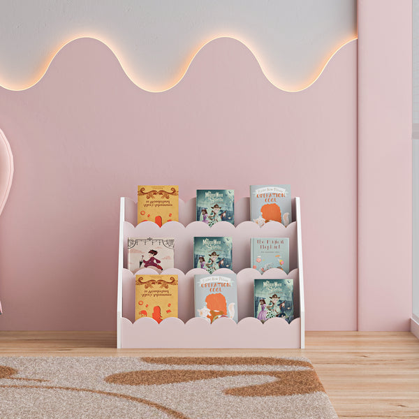 Barnhylla Vestnes 48x61x30 cm Cotton Candy/Vit [en.casa]