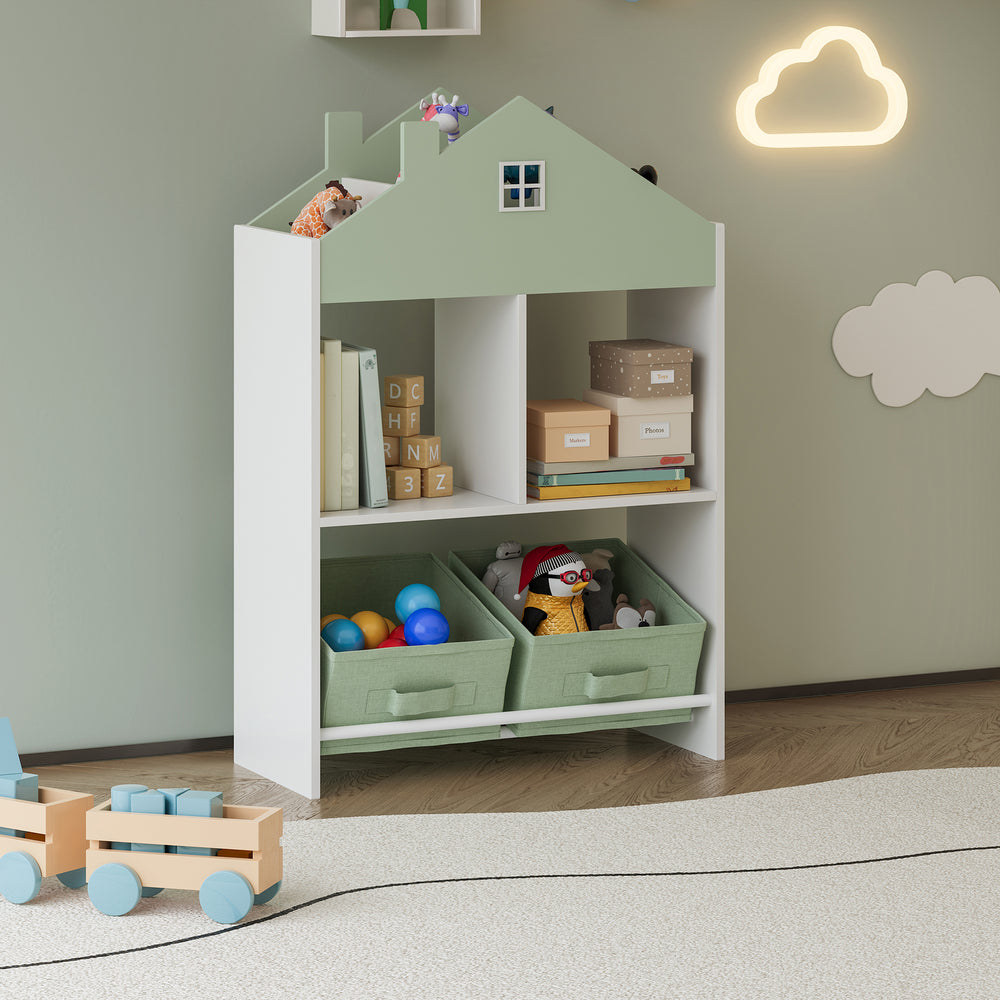 Barnhylla Vipsali 90x60x27 cm Mintgrön/Vit [en.casa] - premiumXL