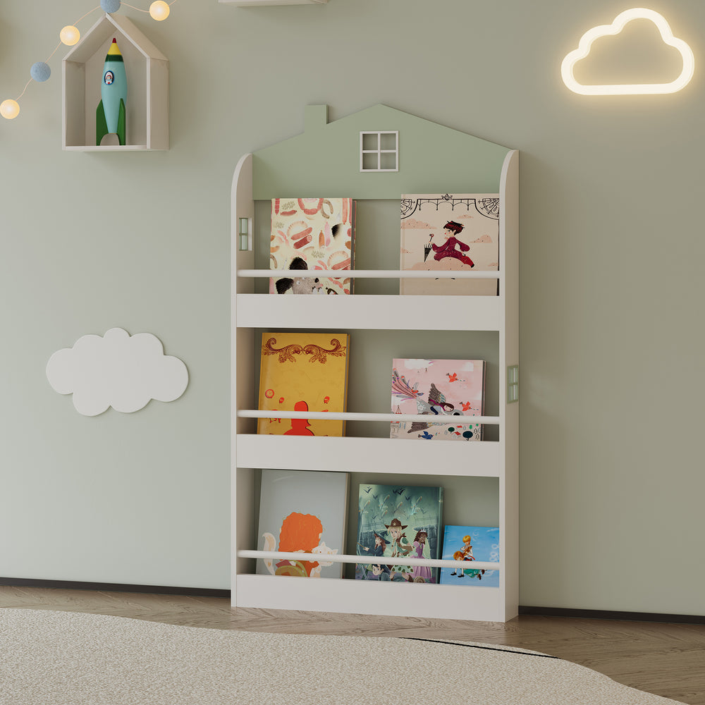 Barnhylla Vipsali 106x60x12 cm Mintgrön/Vit [en.casa] - premiumXL