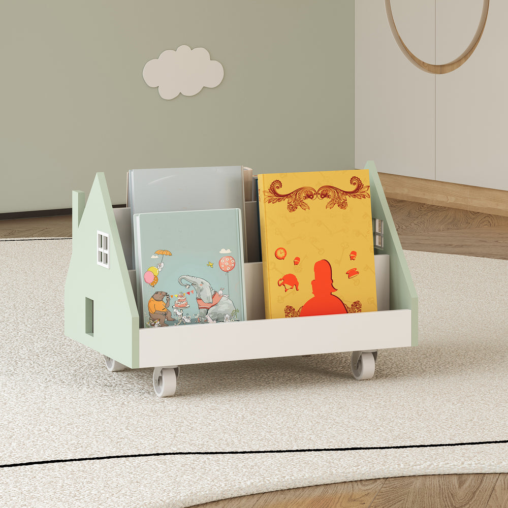 Mobil barnhylla Vipsali 50x33x34 cm mintgrön/vit [en.casa] - premiumXL