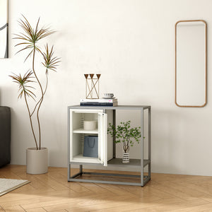 Sideboard Burlöv stål 70x72x35 cm grå/vit [en.casa]