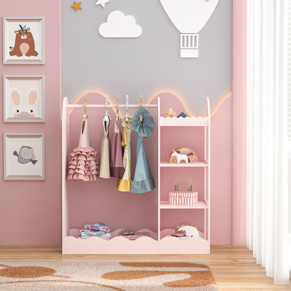 Barnklädhängare Vestnes med spegel 100x94x38 cm Cotton Candy [en.casa]