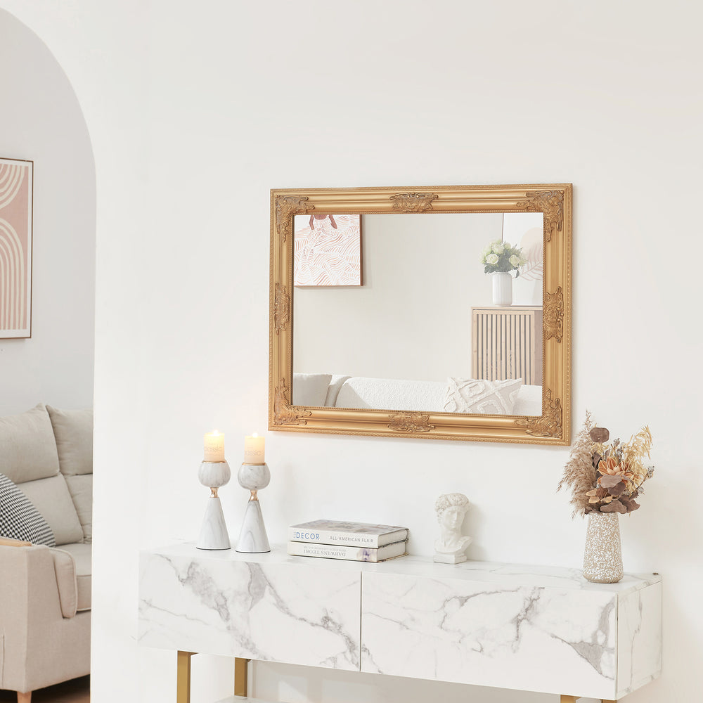 Väggspegel Punkalaidun i barockstil 80x60 cm guld [en.casa] - premiumXL