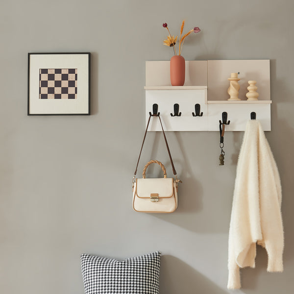 Vägggarderob Botaruvn med 2 hyllor 34x59x13 cm Beige/Vit [en.casa]